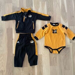 Adidas Missouri Tigers Kids Tracksuit and Onesie in Black and Gold